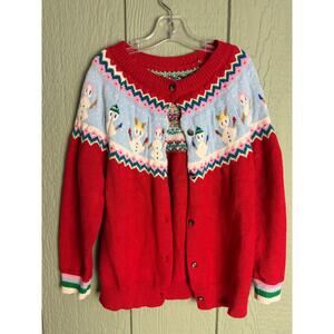 Vintage 90s Kids Snowman Cardigan Sweater – Size 10T